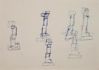 Fritz Wotruba, Skizze für Kniende Figur, 1960, Kugelschreiber auf Papier
, Blattmaße: 21 × 29,…