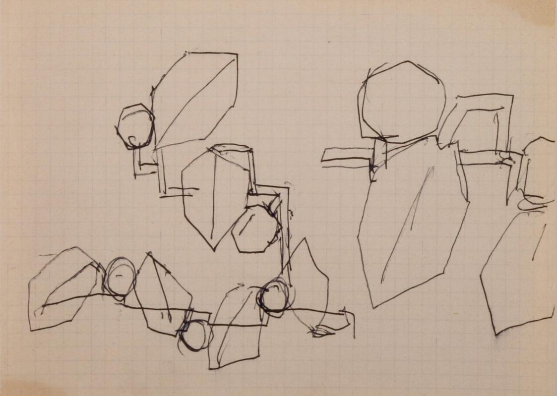 Fritz Wotruba, Entwurf für Schmuck, undatiert, Kugelschreiber (schwarz) auf Papier
, Blattmaße…