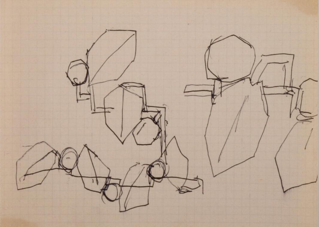 Fritz Wotruba, Entwurf für Schmuck, undatiert, Kugelschreiber (schwarz) auf Papier
, Blattmaße…