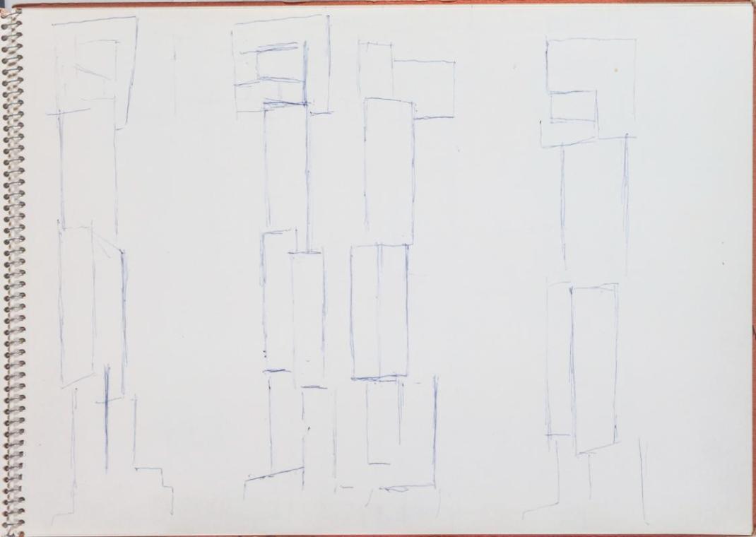 Fritz Wotruba, Vier Figuren, undatiert, Kugelschreiber auf Papier
, Blattmaße: 23,2 × 32 cm, B…