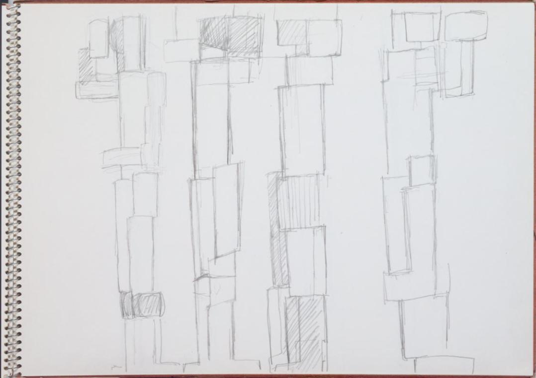 Fritz Wotruba, Vier Figuren, undatiert, Bleistift auf Papier
, Blattmaße: 23,2 × 32 cm, Belved…