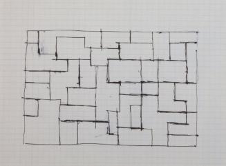 Fritz Wotruba, Entwurf für ein Eisengitter, 1963–1964, Kugelschreiber (schwarz) auf Papier
, B…
