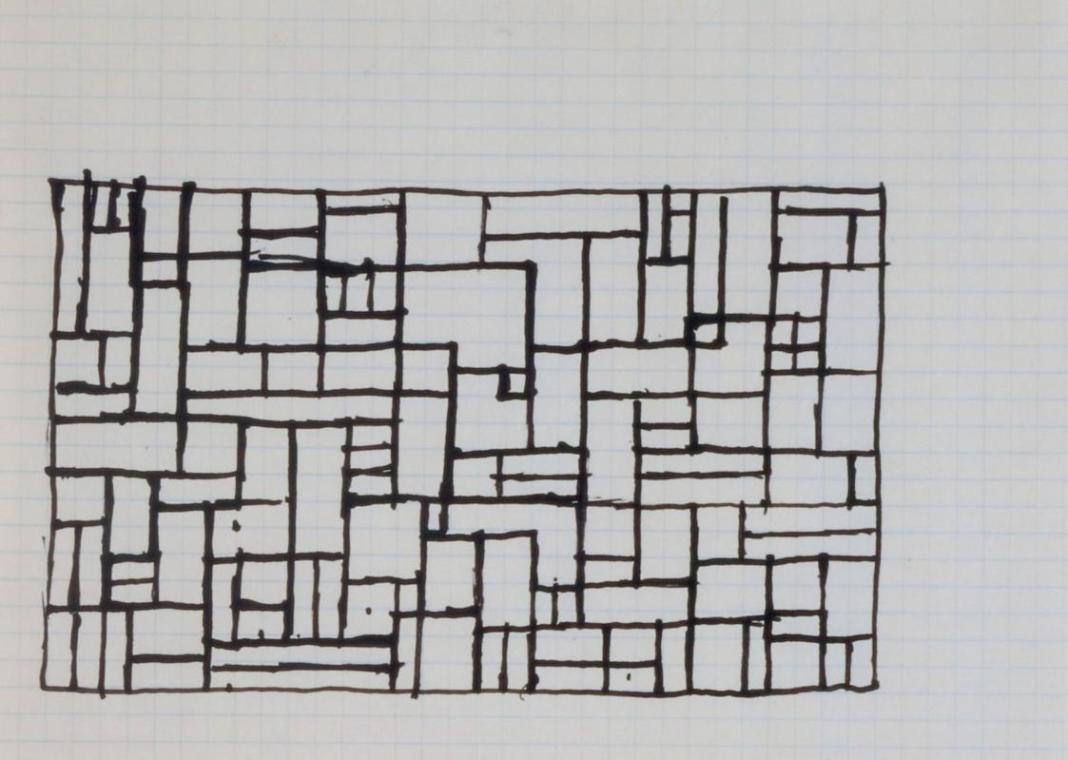 Fritz Wotruba, Entwurf für ein Eisengitter, 1963–1964, Tusche mit Feder auf Papier
, Blattmaße…