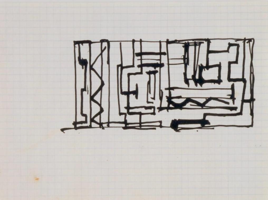 Fritz Wotruba, Entwurf für ein Eisengitter, 1963–1964, Tusche mit Feder auf Papier
, Blattmaße ...