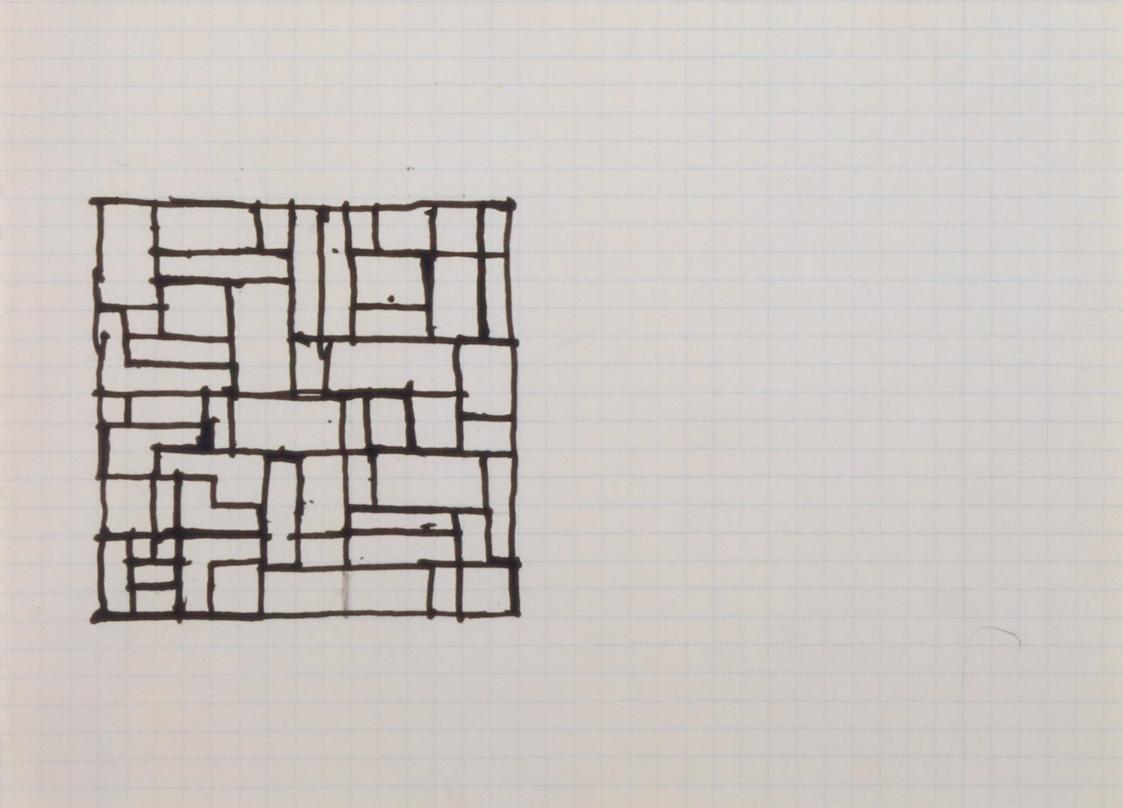 Fritz Wotruba, Entwurf für ein Eisengitter, 1963–1964, Tusche mit Feder auf Papier
, Blattmaße…