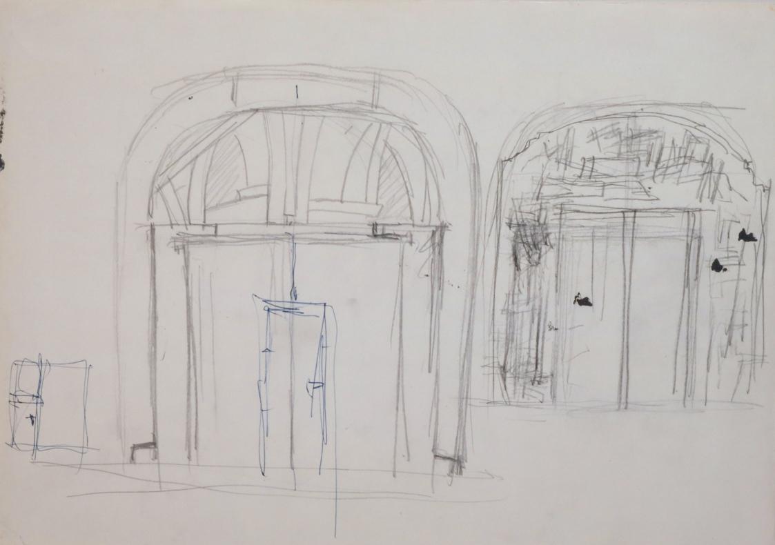Fritz Wotruba, Entwurf für das Eingangsportal 
Haus Singerstrasse 11, 1963–1964, Bleistift und …