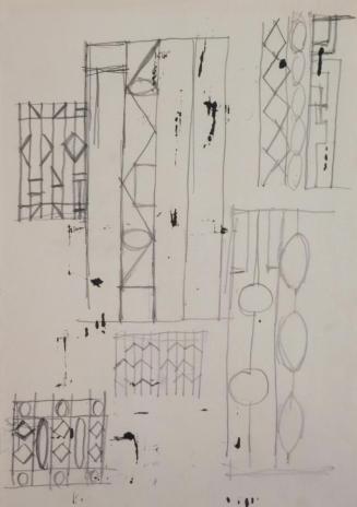 Fritz Wotruba, Entwürfe für ein Eisengitter, 1963–1964, Bleistift auf Papier
, Blattmaße: 42,2 ...