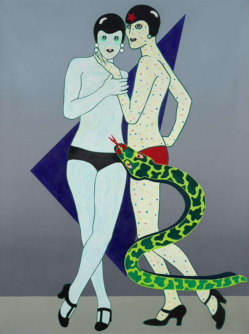 Kiki Kogelnik, Triangle, 1975, Acryl, Öl auf Leinwand, 184 x 137,5 cm, Artothek des Bundes, Dau…