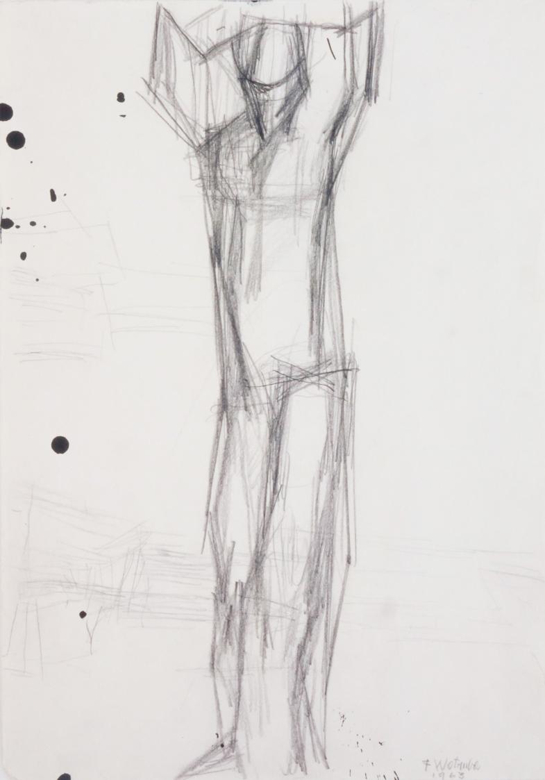 Fritz Wotruba, Figur, 1963, Bleistift auf Papier, Blattmaße: 42 × 29,6 cm, Belvedere, Wien, Inv…