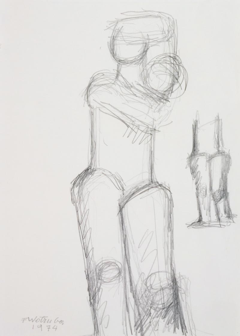 Fritz Wotruba, Figur und Torso, 1974, Bleistift auf Papier, Blattmaße: 33,6 × 24 cm, Belvedere,…