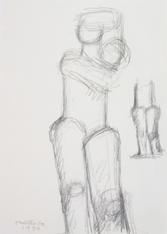 Fritz Wotruba, Figur und Torso, 1974, Bleistift auf Papier, Blattmaße: 33,6 × 24 cm, Belvedere,…