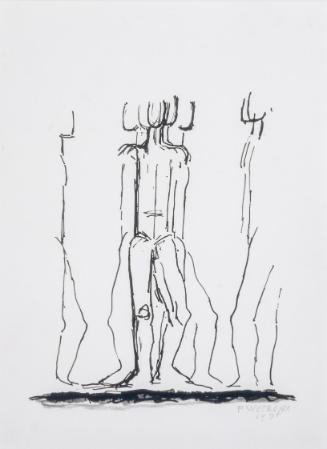 Fritz Wotruba, Entwurf für die 1975 edierte Sondermarke "30 Jahre Zweite Republik", 1975, Tusch…