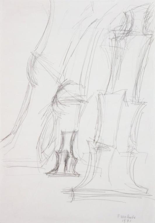 Fritz Wotruba, Drei Figuren, 1971, Bleistift auf Papier, Blattmaße: 49 × 34,3 cm, Belvedere, Wi…