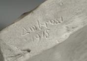 Gustinus Ambrosi, Der Traum, Detail: Bezeichnung, 1915, Gips, weiß, H: 19 cm, Belvedere, Wien, …