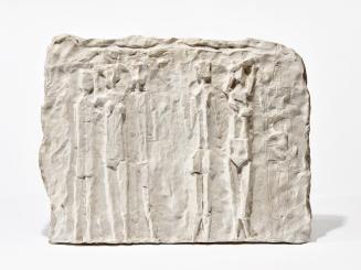 Fritz Wotruba, Relief mit sechs Figuren, 1948, Gipsguss nach Tonmodell, 33 × 43,5 × 4 cm, Belve ...