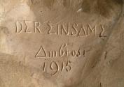 Gustinus Ambrosi, Der Einsame, Detail: Bezeichnung, 1915, Gips, H: 33 cm, Belvedere, Wien, Inv.…