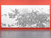 Simon Wachsmuth, Alexanderschlacht, 2007, 4 Platten Eisenblech lackiert, auf MDF geklebt, ca. 1…