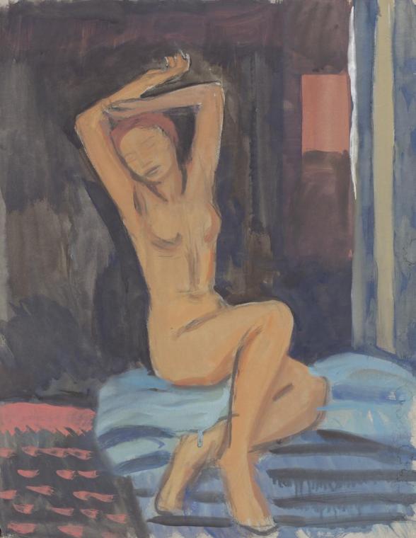 Walther Gamerith, Akt mit erhobenen Armen, undatiert, Tempera auf Papier, 62 × 49 cm, Belvedere…