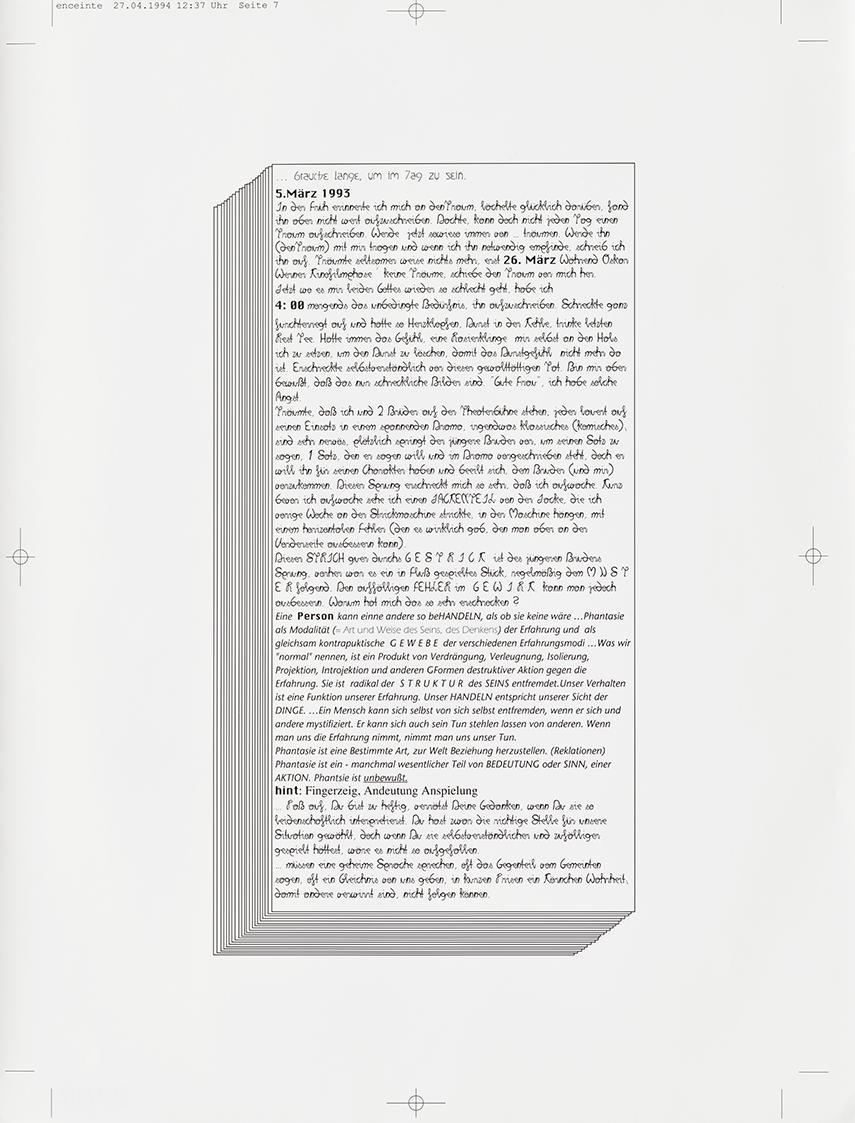 Irene Hohenbüchler, enceinte, 1994, Computerzeichnung, Text, 32,4 × 25 cm, Belvedere, Wien, Inv…