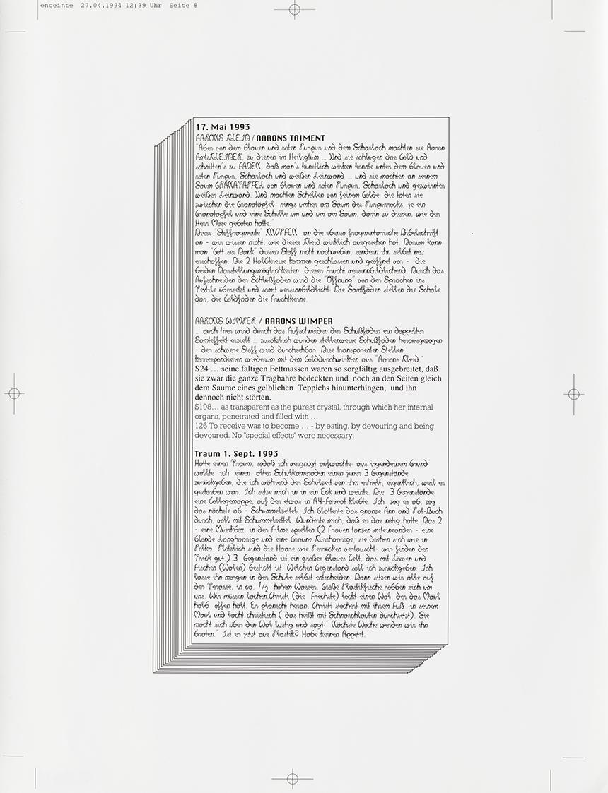 Irene Hohenbüchler, enceinte, 1994, Computerzeichnung, Text, 32,4 × 25 cm, Belvedere, Wien, Inv…