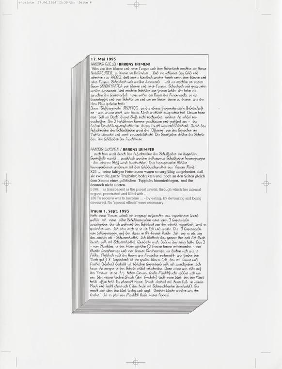 Irene Hohenbüchler, enceinte, 1994, Computerzeichnung, Text, 32,4 × 25 cm, Belvedere, Wien, Inv…