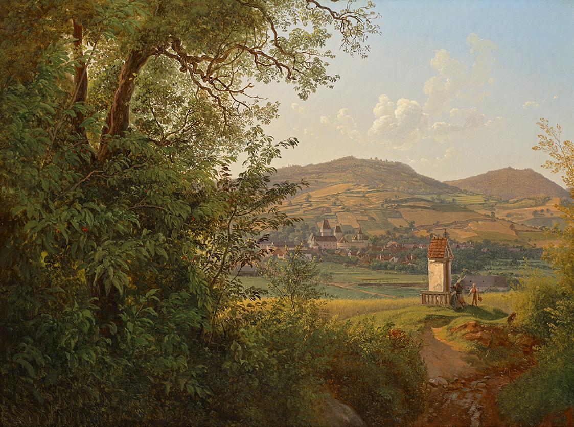 Joseph Rebell, Ansicht von Pöggstall, um 1827, Öl auf Leinwand, 45 x 59,5 cm, Belvedere, Wien, …