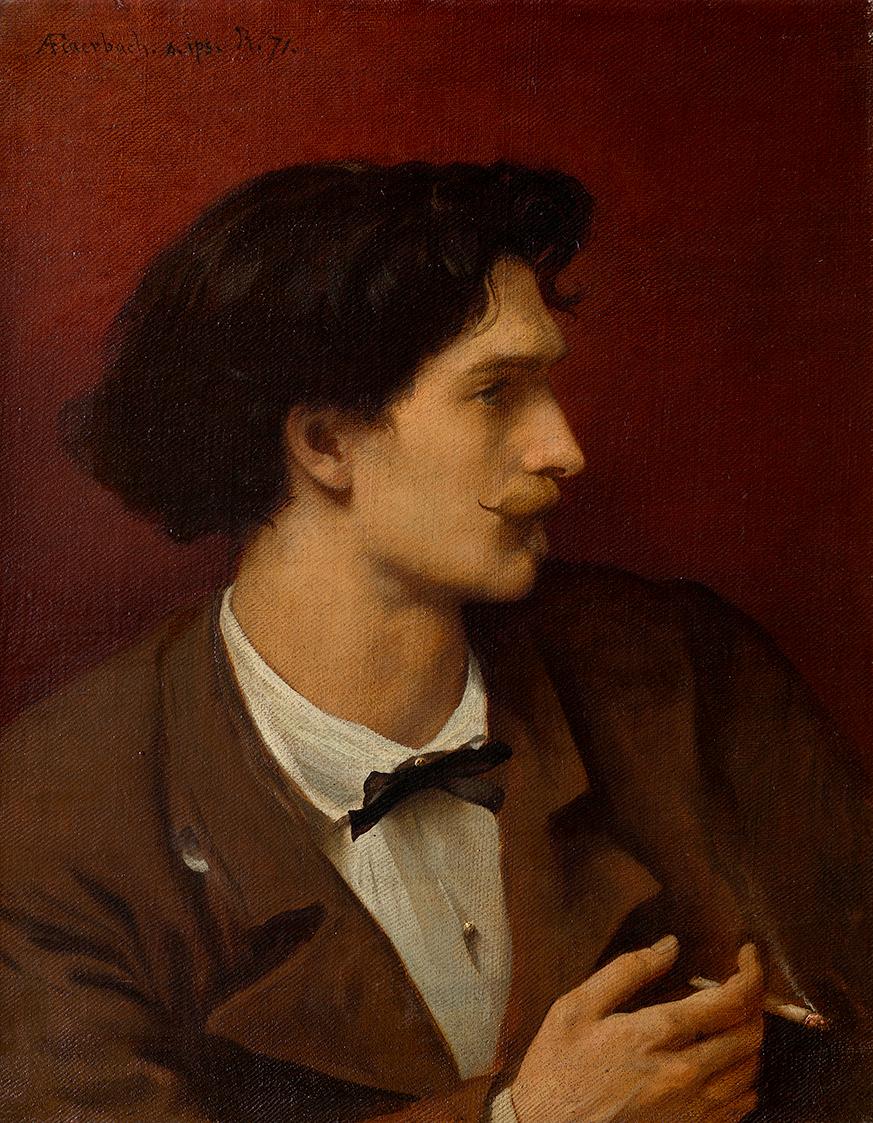 Anselm Feuerbach, Selbstbildnis mit Zigarette, 1871, Öl auf Leinwand, 62,5 × 49,5 cm, Belvedere…