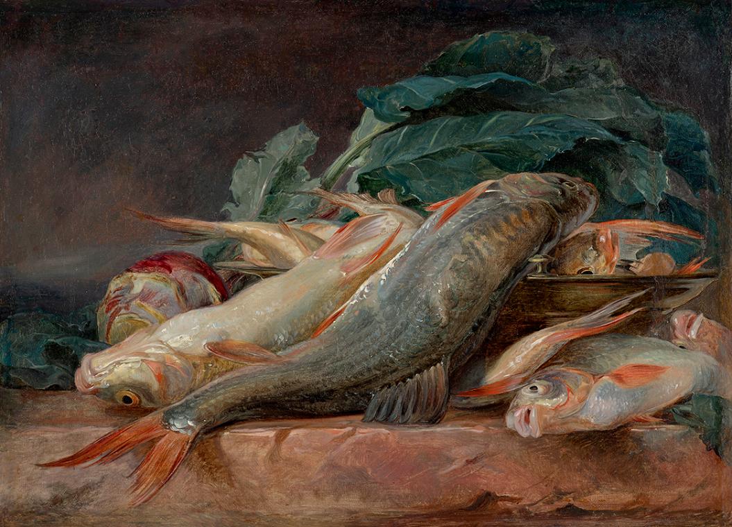 Josef Neugebauer, Stillleben mit Fischen, um 1870, Öl auf Leinwand, 27,2 x 37,5 cm, Belvedere, …