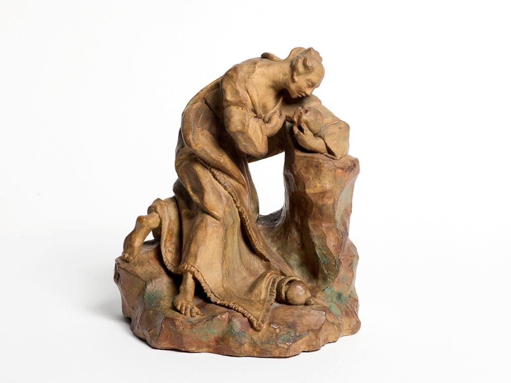 Johann Baptist Hagenauer, Die büßende Maria Magdalena, spätestens 1759, Terrakotta, gelb, braun…