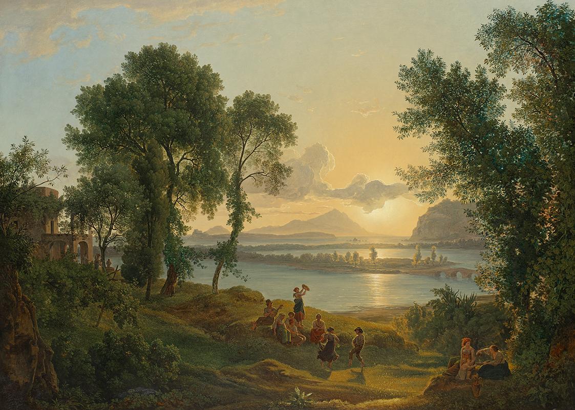 Joseph Rebell, Sonnenuntergang über den Campi Flegrei gegen die Inseln Procida und Ischia, 1819…
