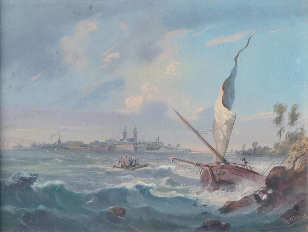 Sturm auf dem Bodensee mit Blick auf Lindau