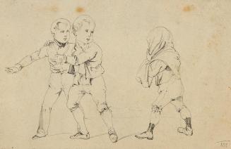 Joseph Heicke, Drei spielende Kinder, 1837, Bleistift auf Papier, 7,2 × 11 cm, Belvedere, Wien,…