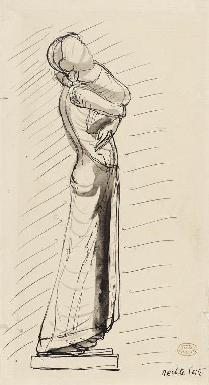 Georg Ehrlich, Die Geschwister, 1933, Tusche, Feder, Pinsel auf Papier, 29,7 x 14,5 cm, Belvede…