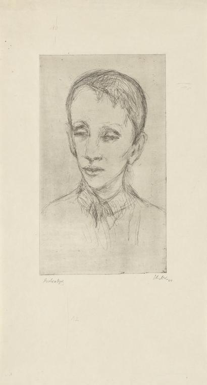 Georg Ehrlich, Knabenbildnis, 1924, Kaltnadelradierung, 25,9 x 15,1 cm, Belvedere, Wien, Inv.-N…