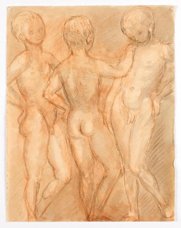 Georg Ehrlich, Skizze Drei nackte Knaben, undatiert, Papier, 31,2 x 24,2 cm, Belvedere, Wien, I…