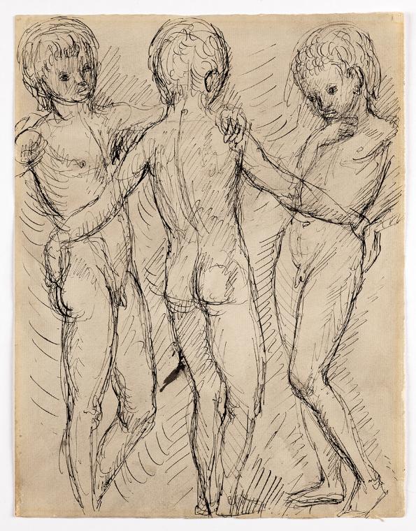 Georg Ehrlich, Skizze Drei nackte Knaben, undatiert, Papier, 31,4 x 24,3 cm, Belvedere, Wien, I…