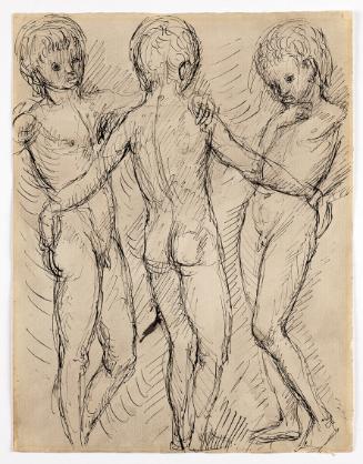 Georg Ehrlich, Skizze Drei nackte Knaben, undatiert, Papier, 31,4 x 24,3 cm, Belvedere, Wien, I…