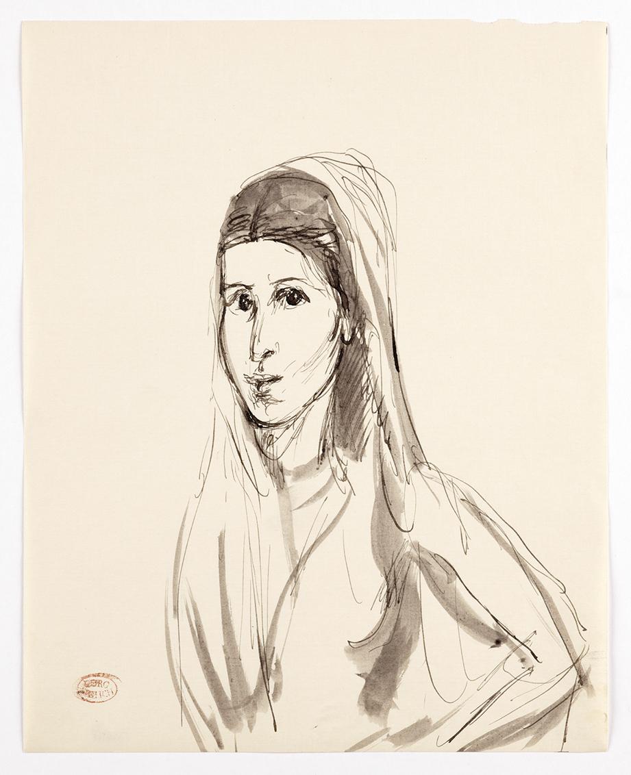 Georg Ehrlich, Weibliche Porträtskizze, undatiert, Papier, 27,6 x 21,9 cm, Belvedere, Wien, Inv…
