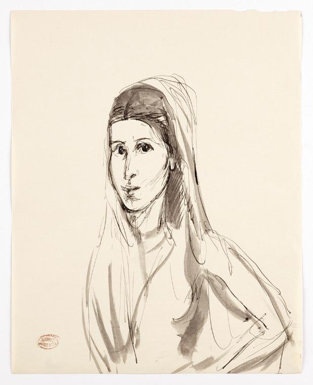 Georg Ehrlich, Weibliche Porträtskizze, undatiert, Papier, 27,6 x 21,9 cm, Belvedere, Wien, Inv…