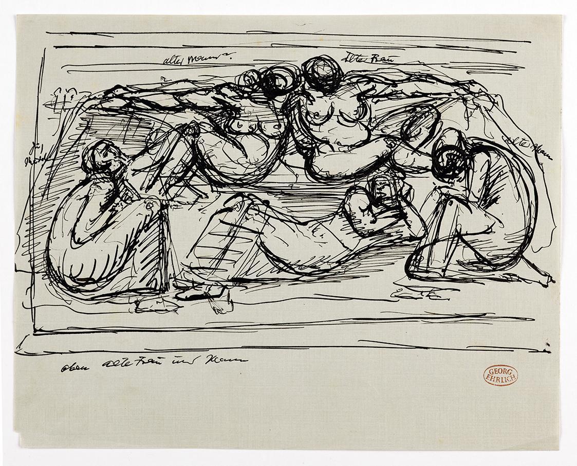 Georg Ehrlich, Skizze mit alten Menschen, undatiert, Papier, 21,4 x 26,8 cm, Belvedere, Wien, I…