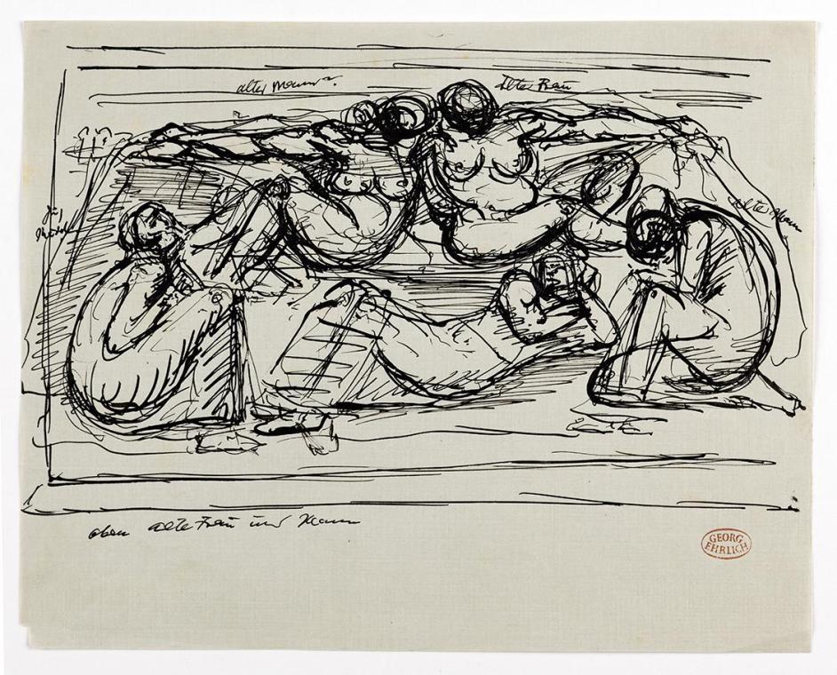 Georg Ehrlich, Skizze mit alten Menschen, undatiert, Papier, 21,4 x 26,8 cm, Belvedere, Wien, I…