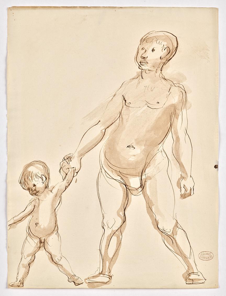 Georg Ehrlich, Nackter Mann mit Knabe, undatiert, Papier, 31,7 x 23,7 cm, Belvedere, Wien, Inv.…