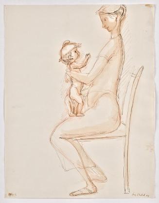 Georg Ehrlich, Frau mit Knabe am Schoß, 1964, Papier, 32,2 x 24,8 cm, Belvedere, Wien, Inv.-Nr. ...