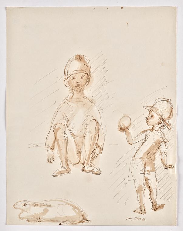 Georg Ehrlich, Skizze Spielender Knabe, 1964, Papier, 32,2 x 24,8 cm, Belvedere, Wien, Inv.-Nr.…