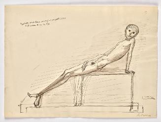 Georg Ehrlich, Entwurf für eine Bronze "Ruhender Knabe", 1949, Feder braun, laviert, 22,6 x 31,…
