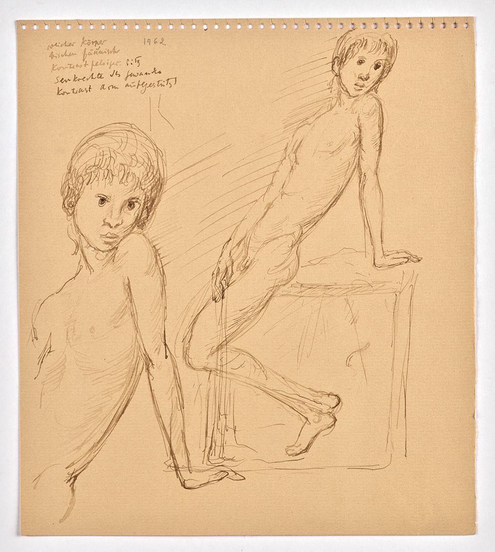 Georg Ehrlich, Entwurf für eine Bronze "The Recumbent Boy" (?), 1962, Papier, 22,8 x 20 cm, Bel…