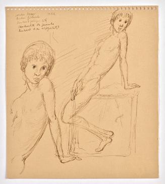Georg Ehrlich, Entwurf für eine Bronze "The Recumbent Boy" (?), 1962, Papier, 22,8 x 20 cm, Bel…