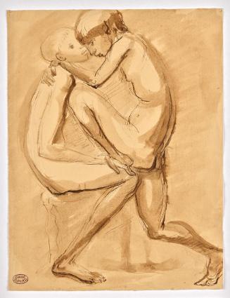 Georg Ehrlich, Faun, um 1949, Feder braun, Bleistift, aquarelliert, 31 x 23,6 cm, Belvedere, Wi…