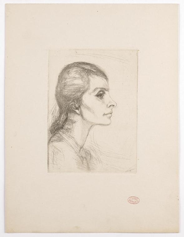 Georg Ehrlich, Frauenbildnis im Profil, um 1930, Radierung, Belvedere, Wien, Inv.-Nr. 10265/95