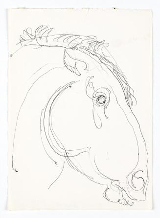 Georg Ehrlich, Pferdekopf, 1962, Kugelschreiber, 20,7 × 14,7 cm, Belvedere, Wien, Inv.-Nr. 1026 ...